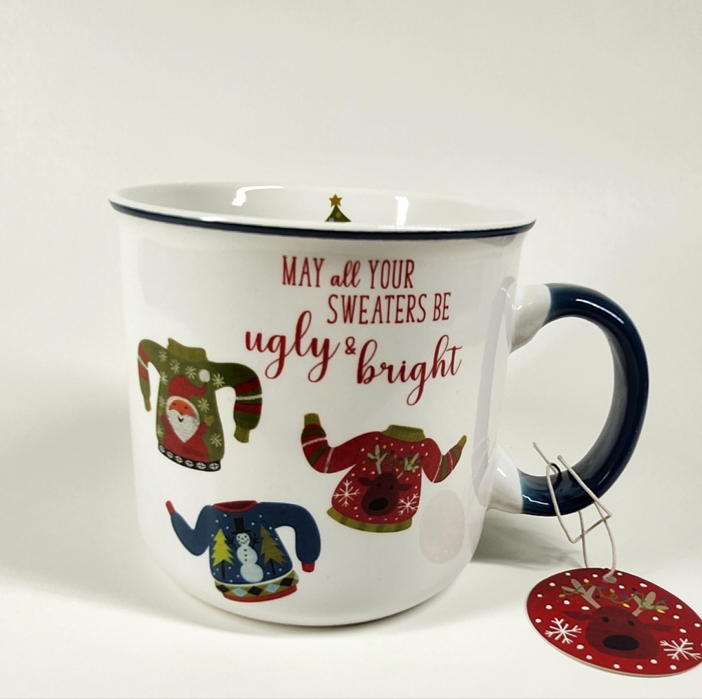 NWT Austin And Ash Christmas/Holiday Ugly Sweater Mug White/Green Gifts